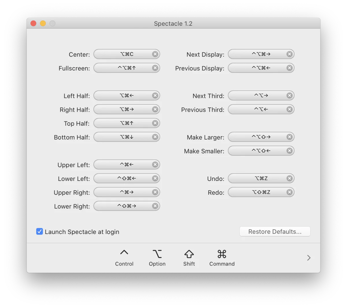 Spectacle window snapping app preferences